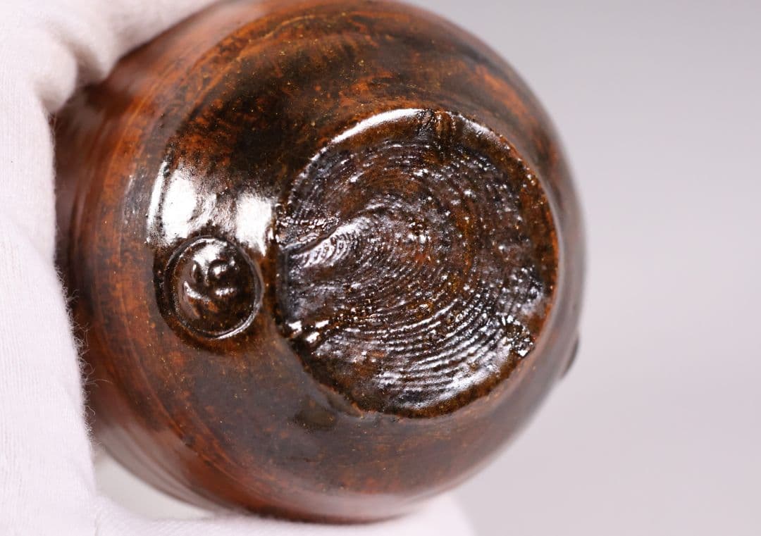 茶道具 大樋焼 中村長阿弥 茶入 共箱 共布 西陣仕覆 陶芸【CM333】