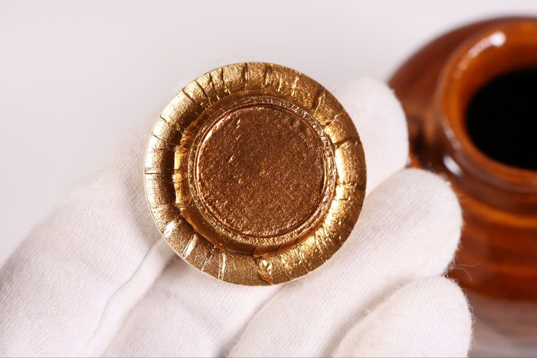 茶道具 大樋焼 中村長阿弥 茶入 共箱 共布 西陣仕覆 陶芸【CM333】