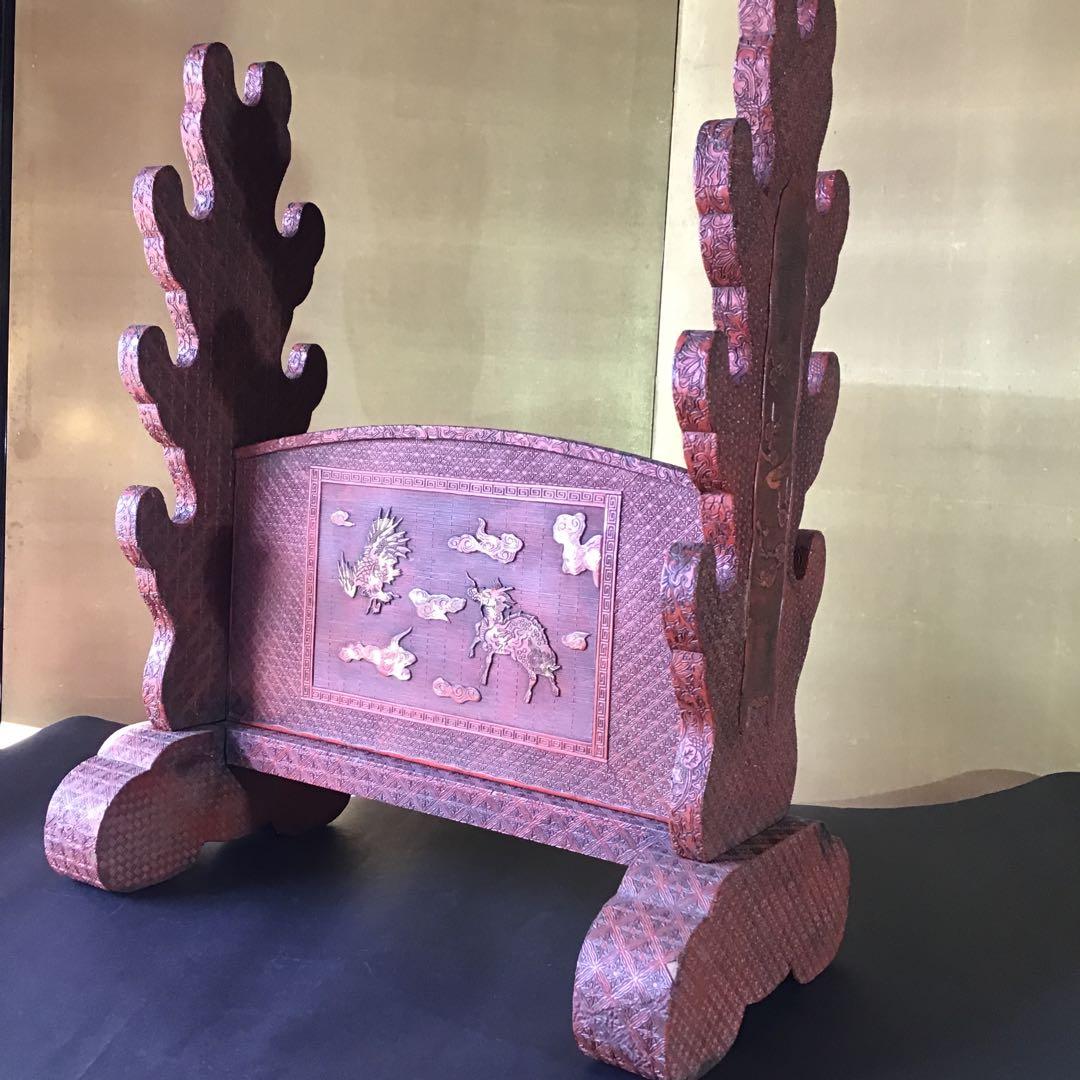 美術館級　極細堆朱　七本掛　刀掛　江戸期桐箱付　江戸期保証　希少　　　　Z3