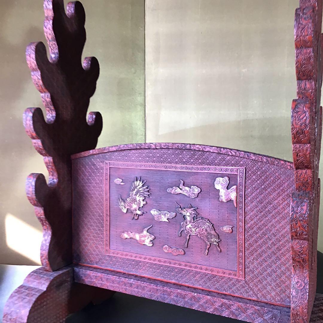 美術館級　極細堆朱　七本掛　刀掛　江戸期桐箱付　江戸期保証　希少　　　　Z3