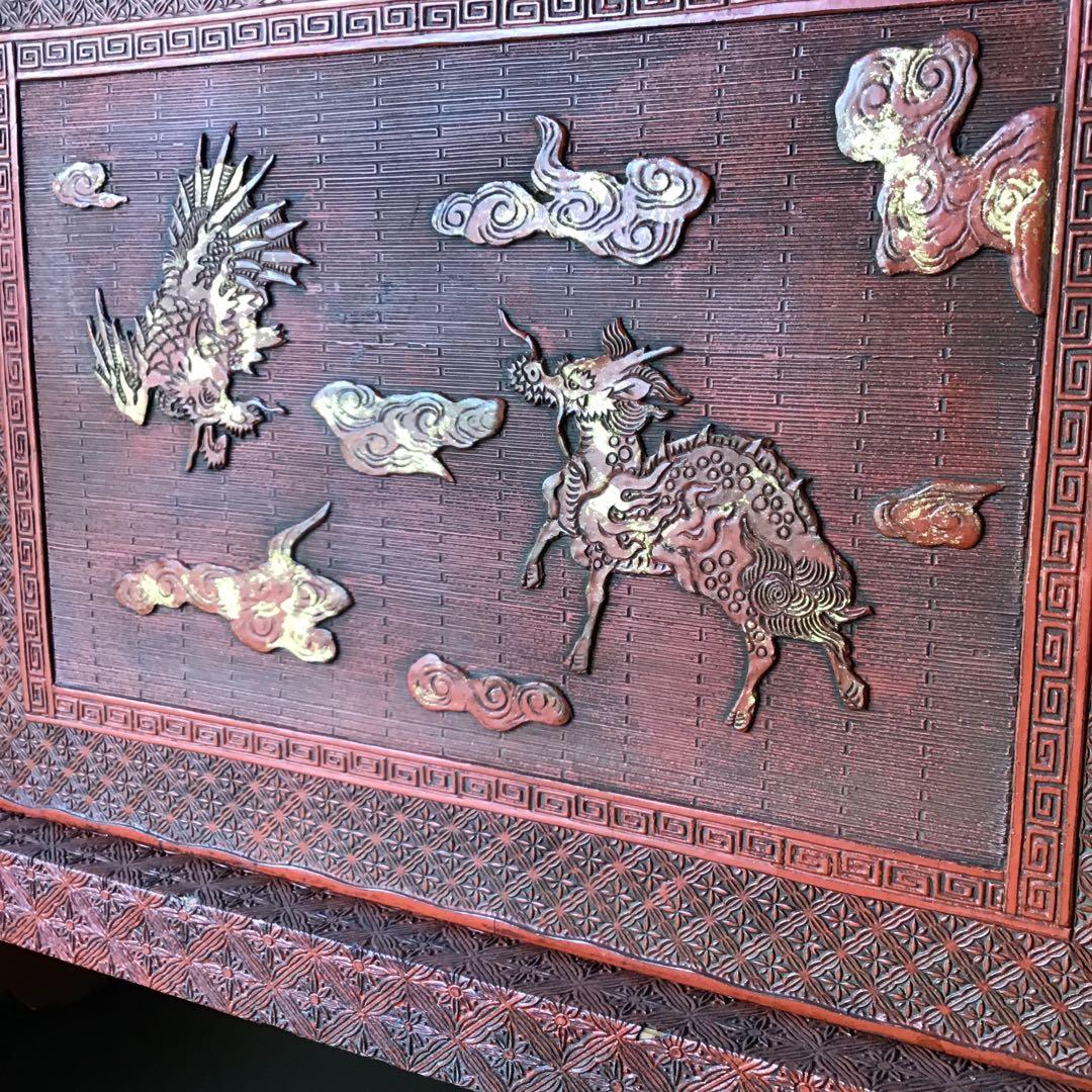 美術館級　極細堆朱　七本掛　刀掛　江戸期桐箱付　江戸期保証　希少　　　　Z3