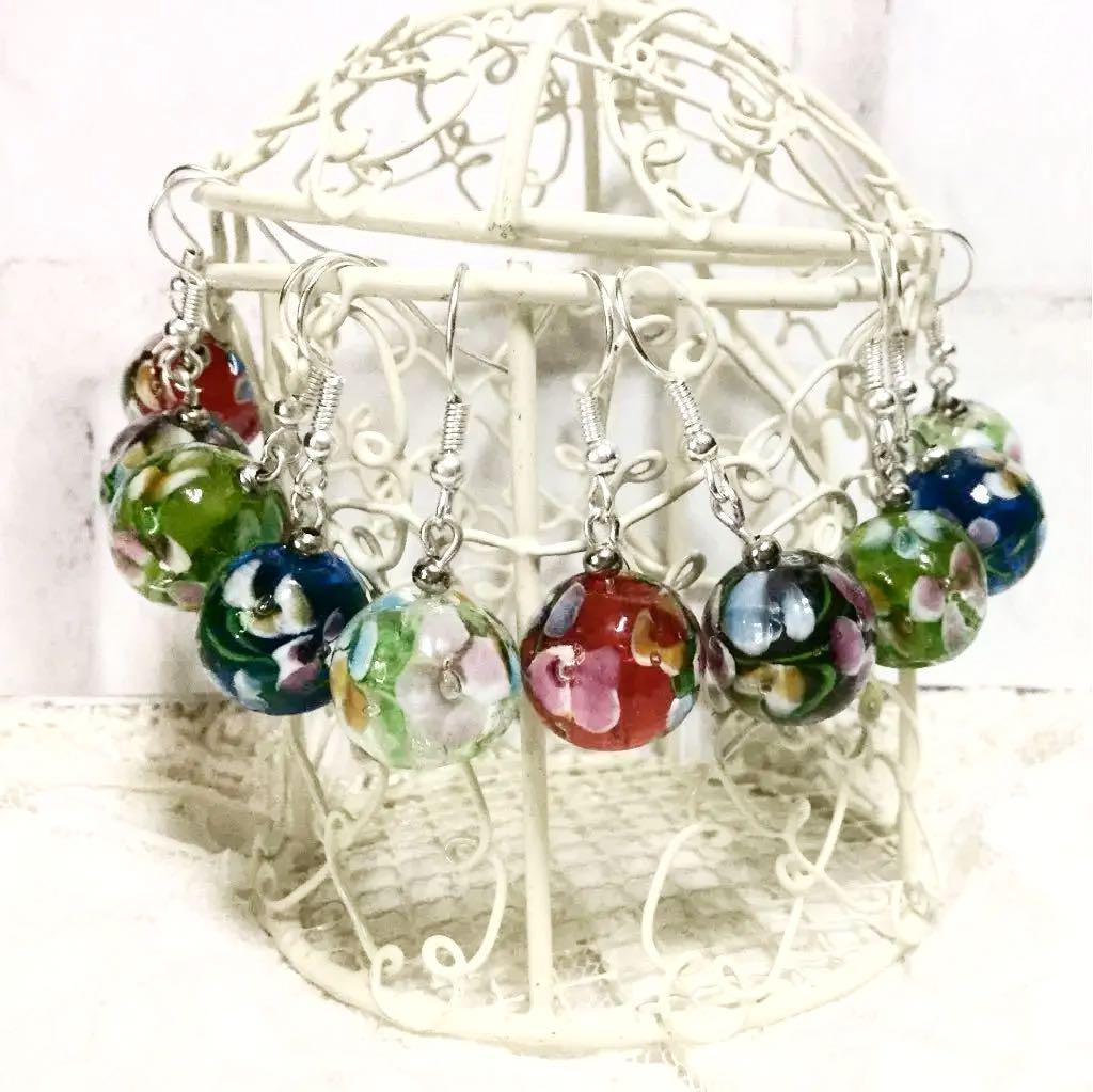 70❤️とんぼ玉ピアス❤️選べる5色・1セット送料込650円❤️