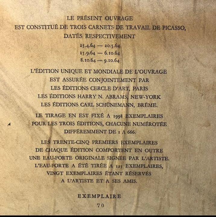 ピカソ　リトグラフ　手書きナンバー入り　絵