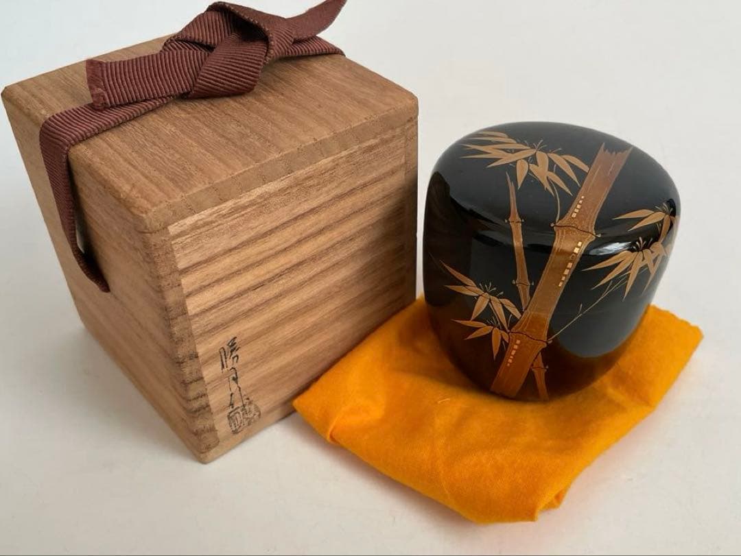 漆芸家　田中勝月　棗　竹蒔絵　棗　茶入　共箱　茶道具