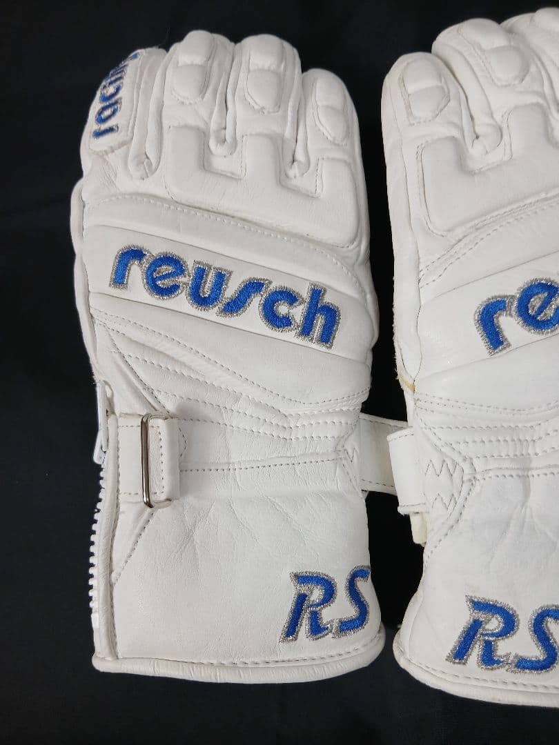 （中古美品）REUSCH ホワイトブルーのスキーグローブ RSサイズ7