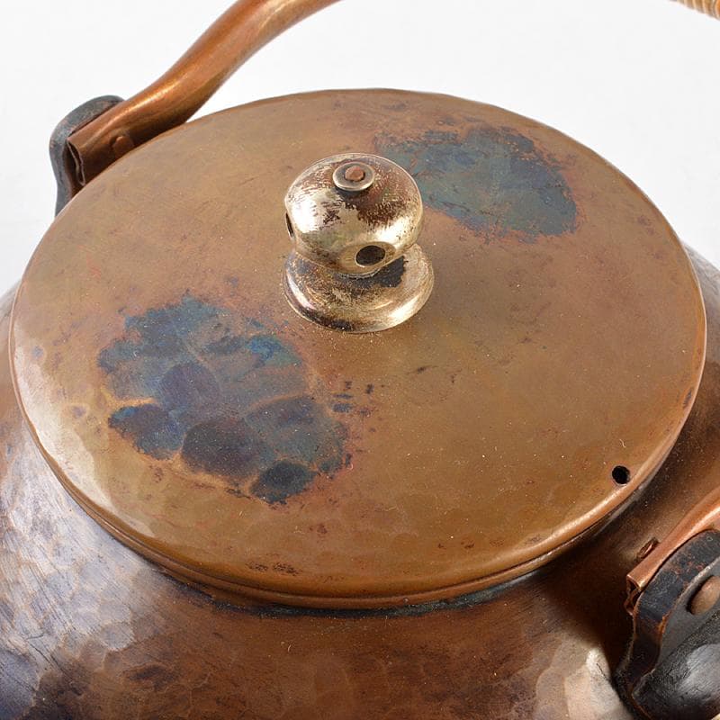 煎茶道具　鎚起銅器　玉川堂造　亀甲文　湯沸　薬缶　銅瓶　共箱　D　R5870