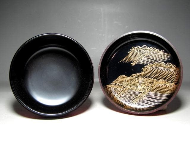 ＜土日限定価格＞中村宗哲 波鶴蒔絵 平棗 裏千家十五代 鵬雲斎花押　　　e49