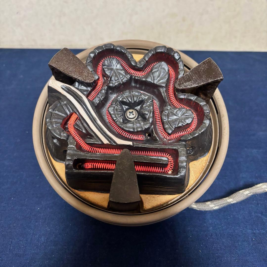 人間国宝 敬典造 風炉 茶釜 電熱器 唐銅朝鮮風炉 野々田電熱器 敷板 底瓦