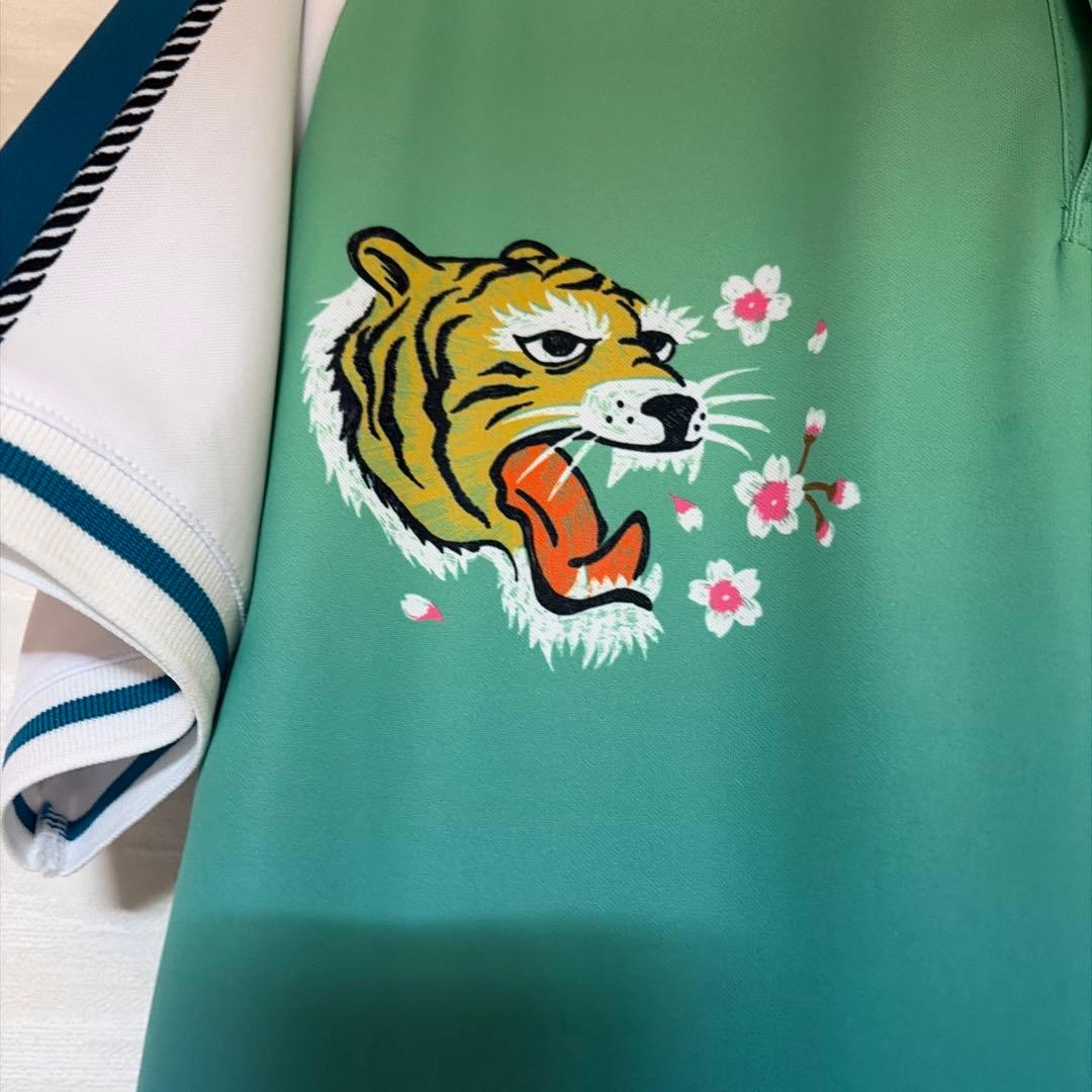 メンズ[V121] 虎刺繍 グラデーションポロシャツ