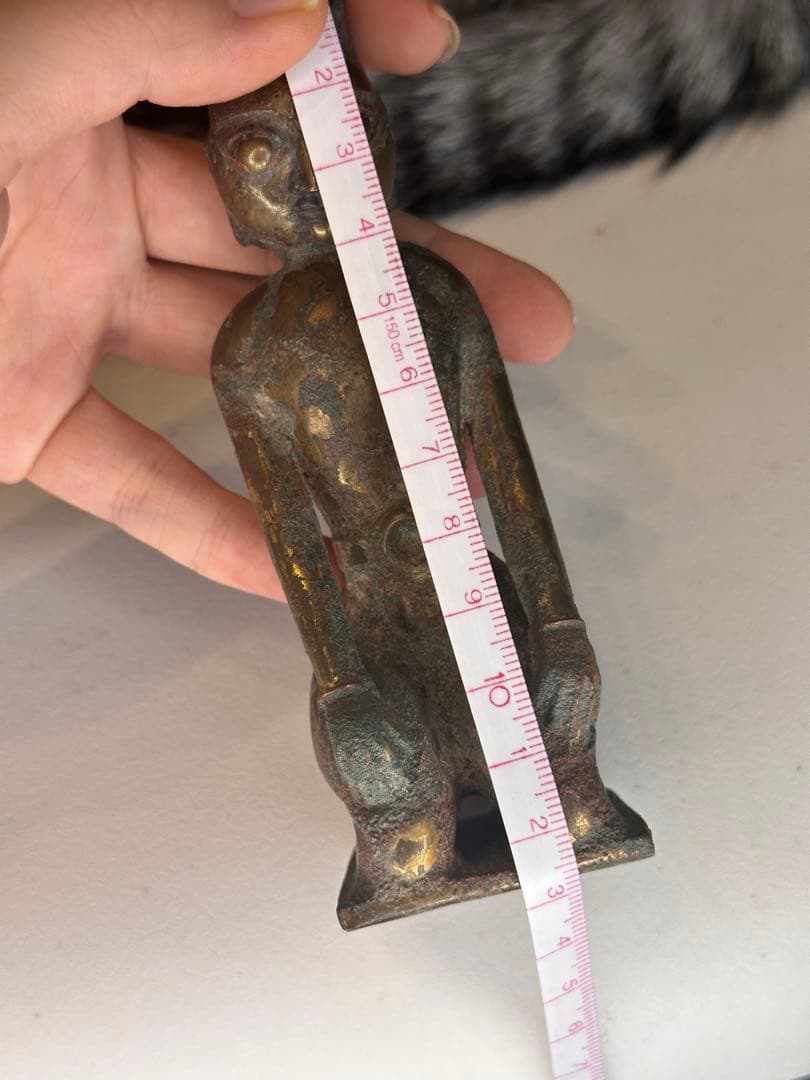 中国古董品 唐代 青銅製 鎏金 人物置物