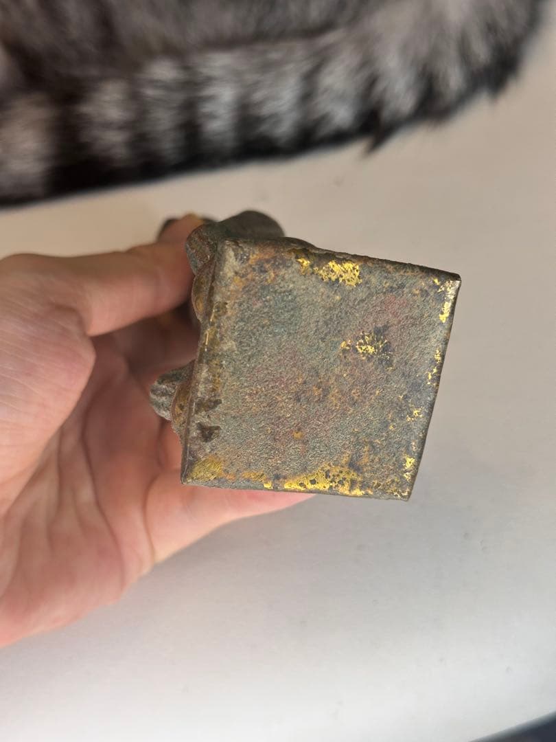 中国古董品 唐代 青銅製 鎏金 人物置物