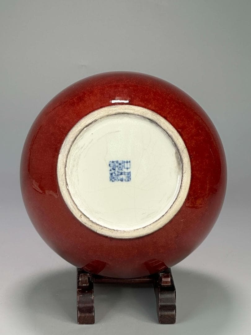 中国美術　中国景徳鎮製 　在銘　辰砂大花瓶　紅釉賞瓶　花入花器　華道具　時代物