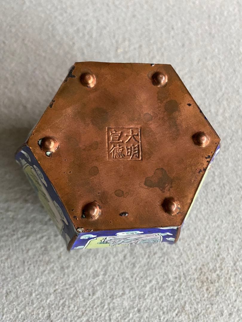 【中国・大明宣徳】美人画／六角酒器・ちろり