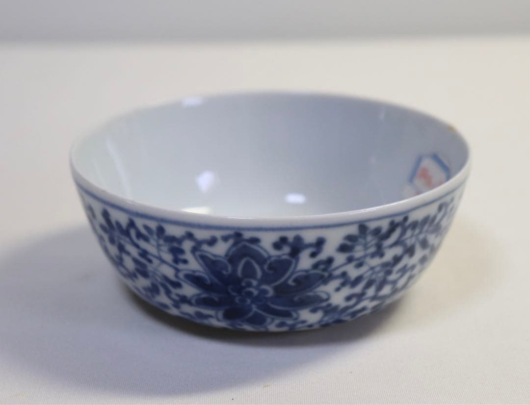 江戸　藍柿右衛門　蓮紋碗　訳あり　送料込み0810