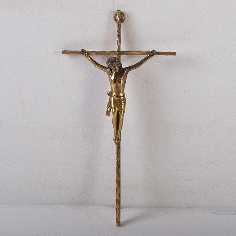 西ドイツ　銅製　キリスト磔刑像　クロス　十字架　C　7763