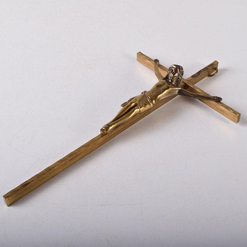 西ドイツ　銅製　キリスト磔刑像　クロス　十字架　C　7763