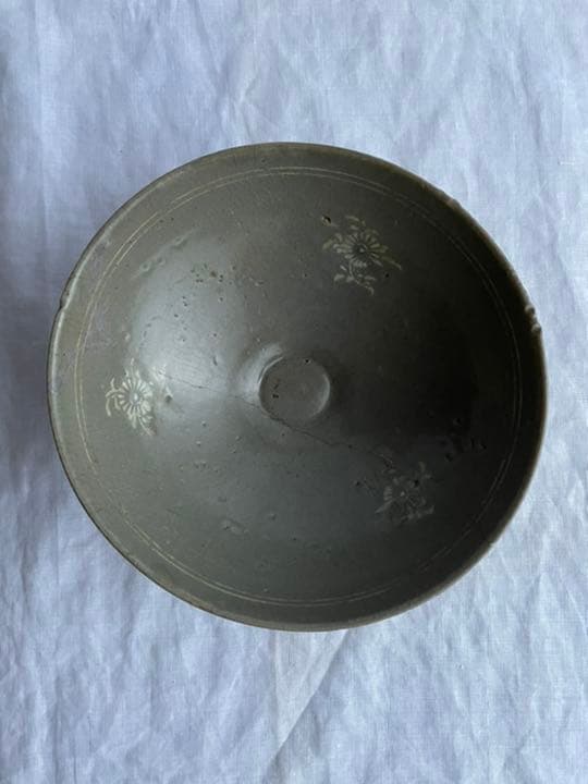 李朝　青磁　三島　印花鉢