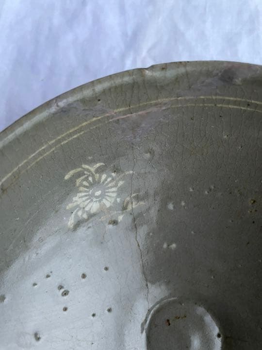 李朝　青磁　三島　印花鉢