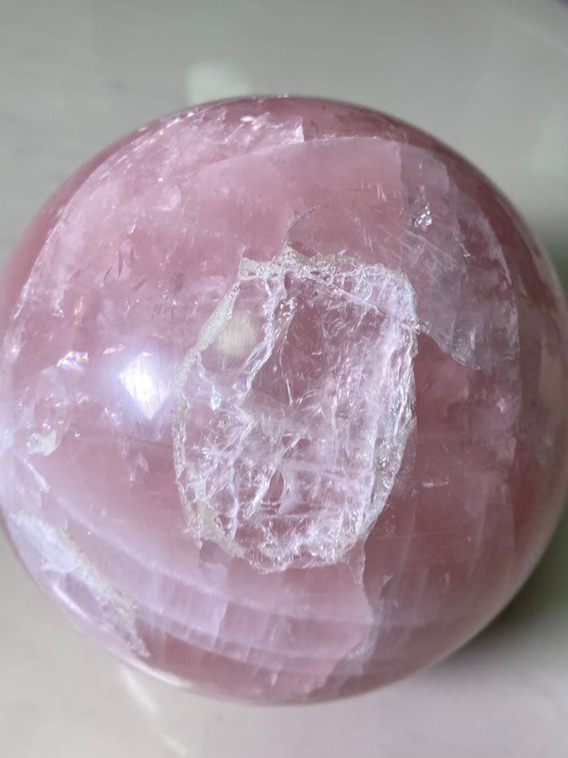 1747❣️ ローズクォーツ　大玉　天然石　紅水晶　鉱物　原石　水晶玉