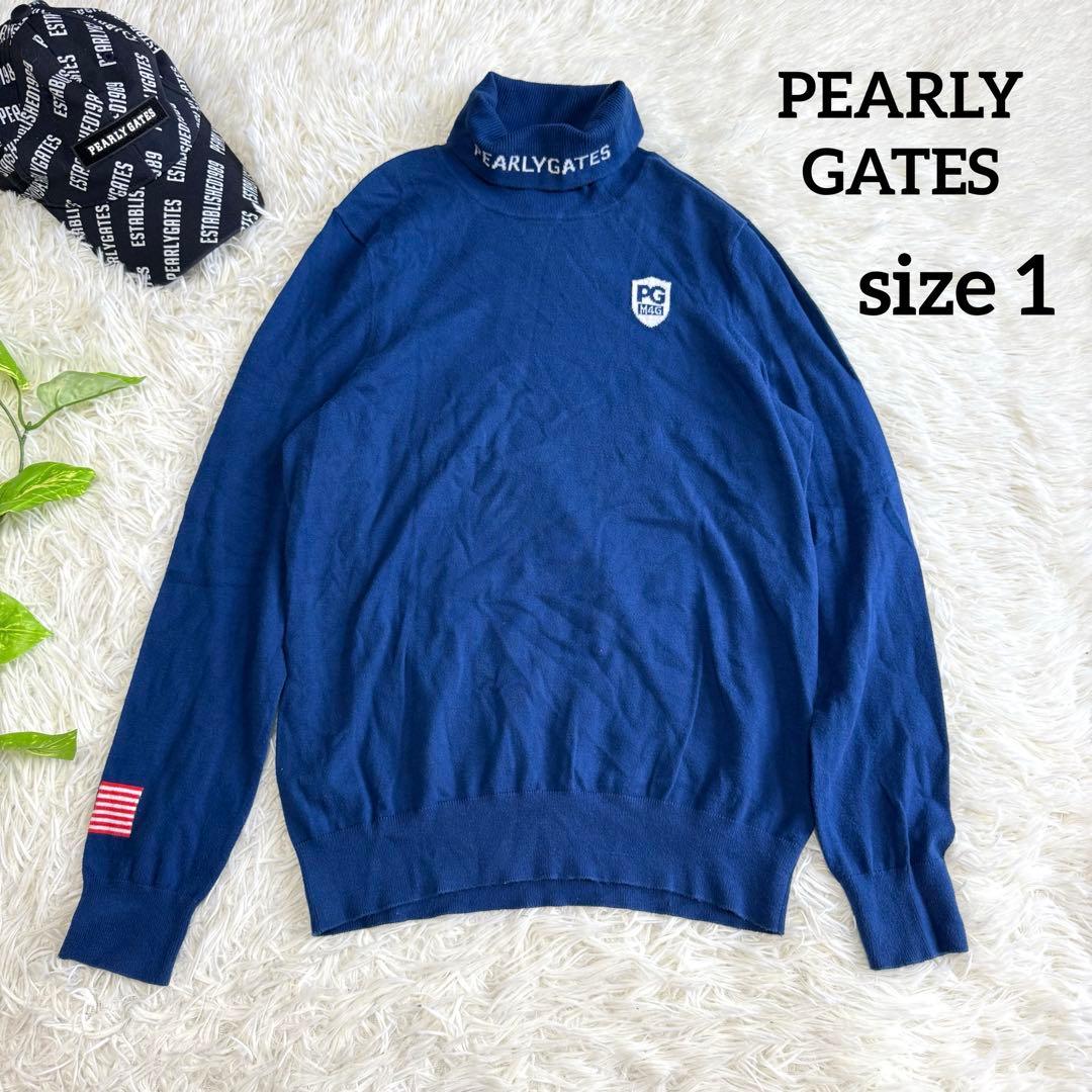 【パーリーゲイツ】美品 タートルネック カシミヤタッチ 1サイズ レディース