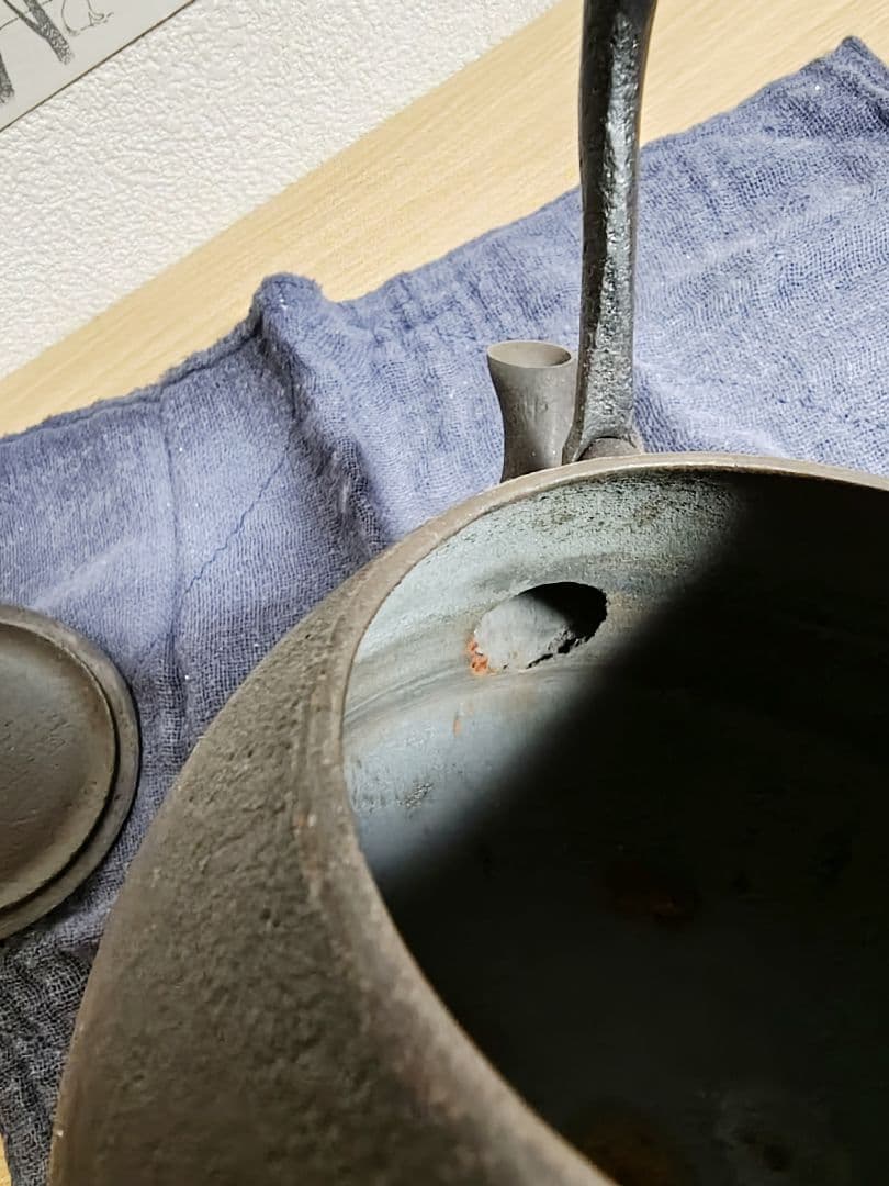 南部鉄器　鉄瓶　秋の実肌