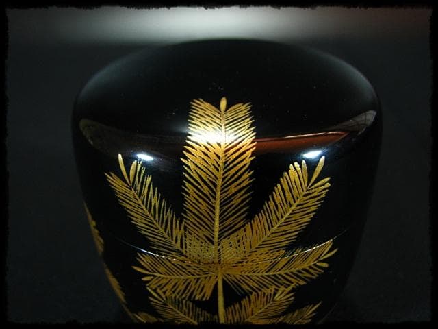 時代 金蒔絵 松鶴流水文 棗 内梨子地 茶道具 u50