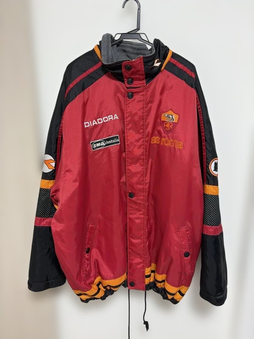 ASローマ DIADORA ベンチコート XL イタリア製 裏起毛 ヴィンテージ