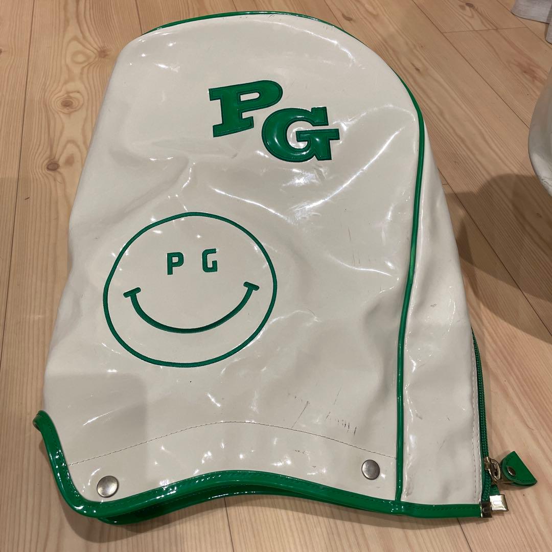 ［美品］PEARLY GATES キャディバッグ エナメル白×緑