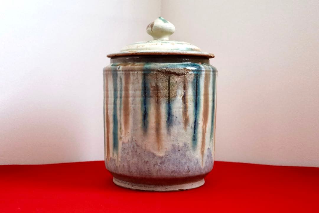 陶磁器【壺　三彩　アンティーク　古民窯】