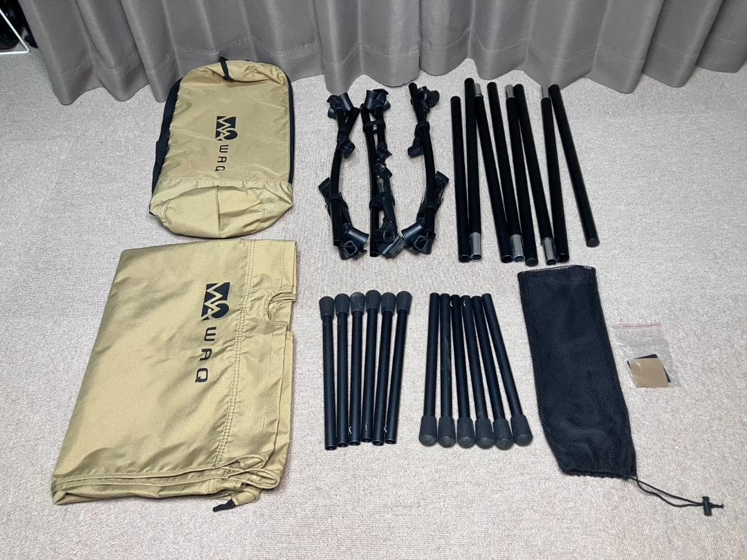 【美品セット品】　WAQ　コット＋インフレーターマット＋ピロー【オマケ付】