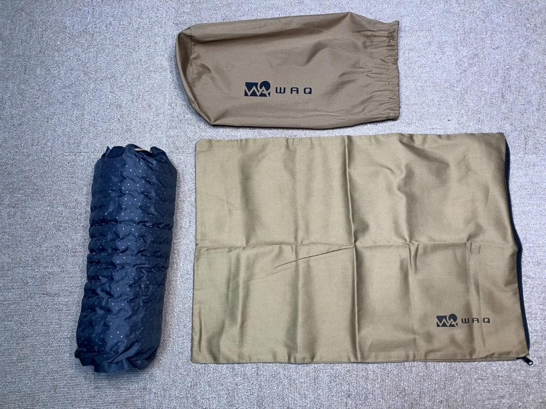 【美品セット品】　WAQ　コット＋インフレーターマット＋ピロー【オマケ付】