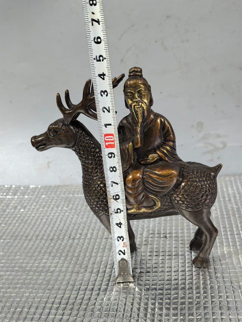 銅製 指鹿仙人 リビング 玄関 書斎お 茶台 開運 風水 招財 置物 工芸品