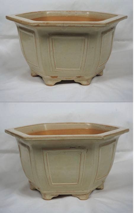 送料無料　民国宜興白泥/段泥大花鉢　『銭建英造』款　幅31.5ｃｍ中国古玩骨董