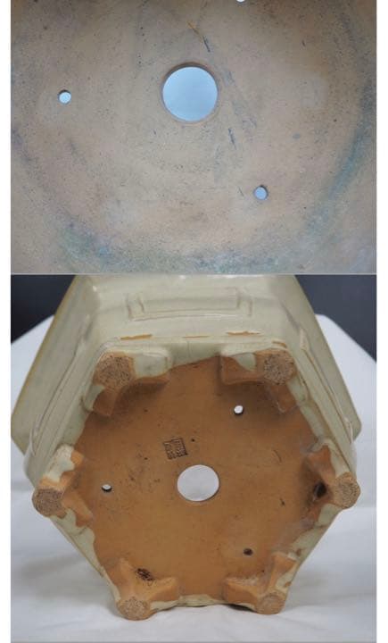 送料無料　民国宜興白泥/段泥大花鉢　『銭建英造』款　幅31.5ｃｍ中国古玩骨董