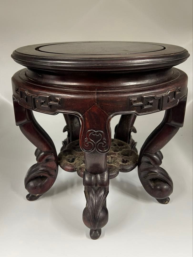 極上 古美術　清朝　紫檀台　物置 倉庫整理品F--3