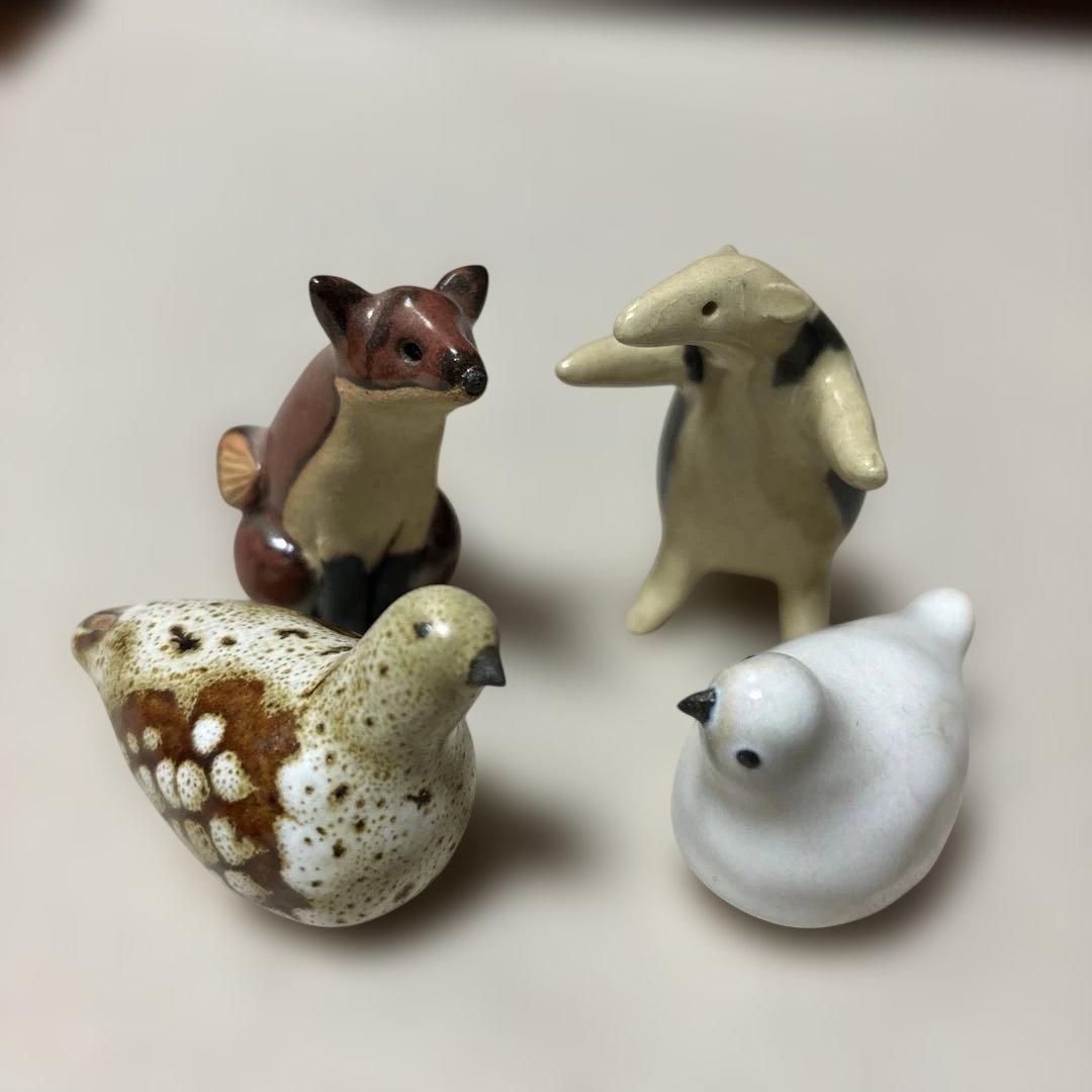 陶芸作家さん　ハリネズミお茶碗と一輪挿し、動物オブジェなど