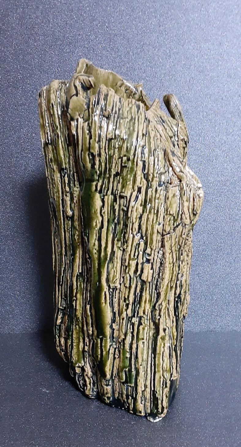 日本工芸会正会員　織部焼　【山田正和】造　木目　花生　花入れ　共箱　茶道具　茶器