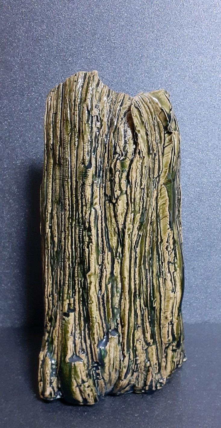 日本工芸会正会員　織部焼　【山田正和】造　木目　花生　花入れ　共箱　茶道具　茶器