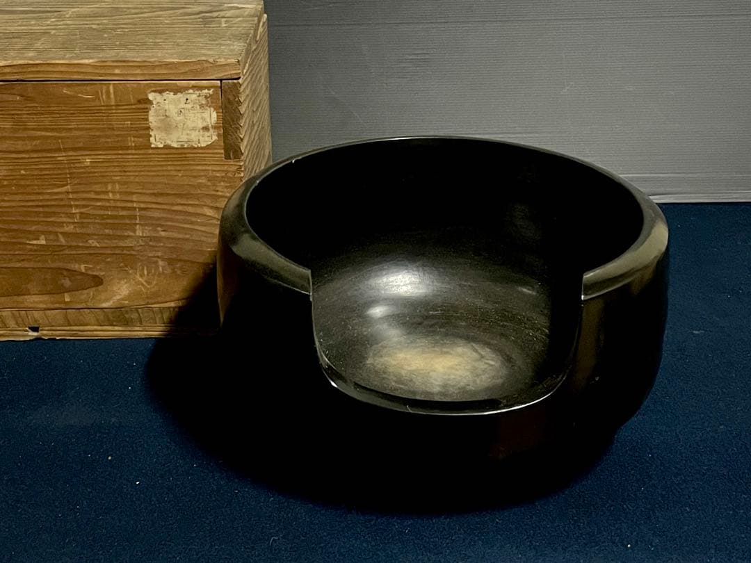 割引‼️【特大】「母」 黒真塗 面取 風炉 土風炉 尺三 木箱 (17あ①)