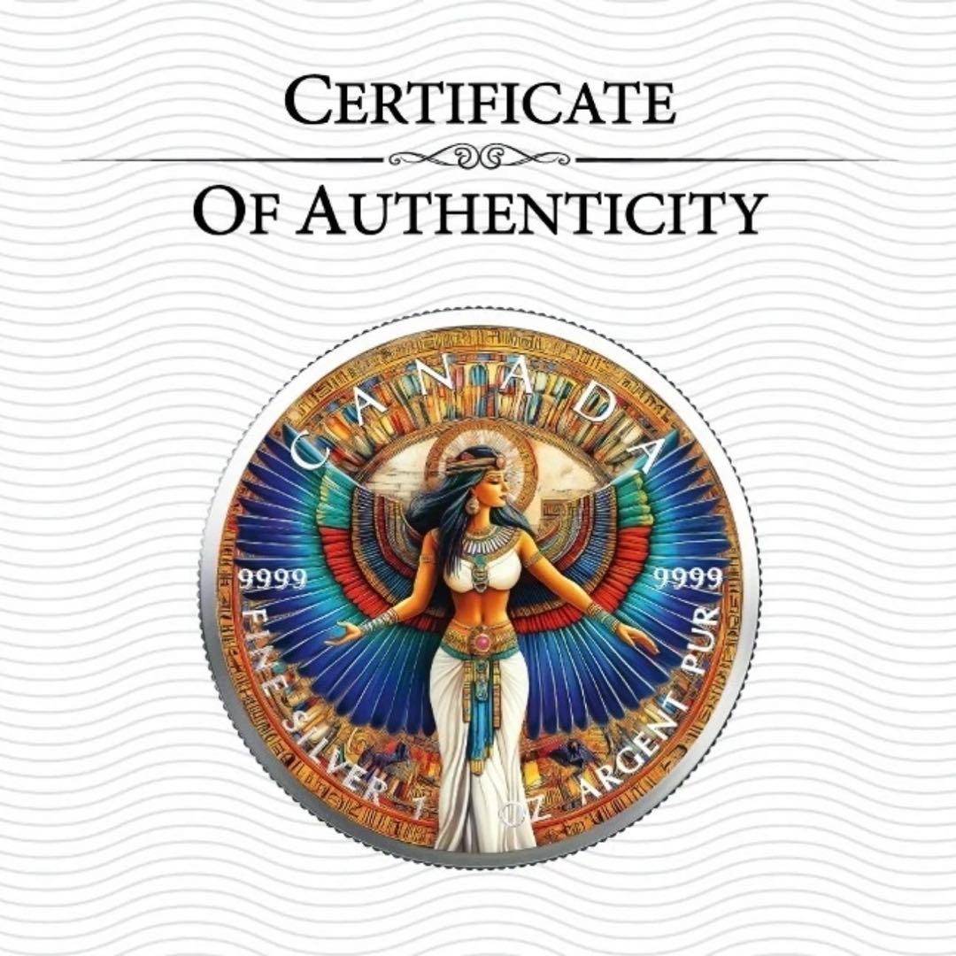 100枚限定 メイプルリーフ 銀貨 カラー 古代エジプト イシス女神 1オンス
