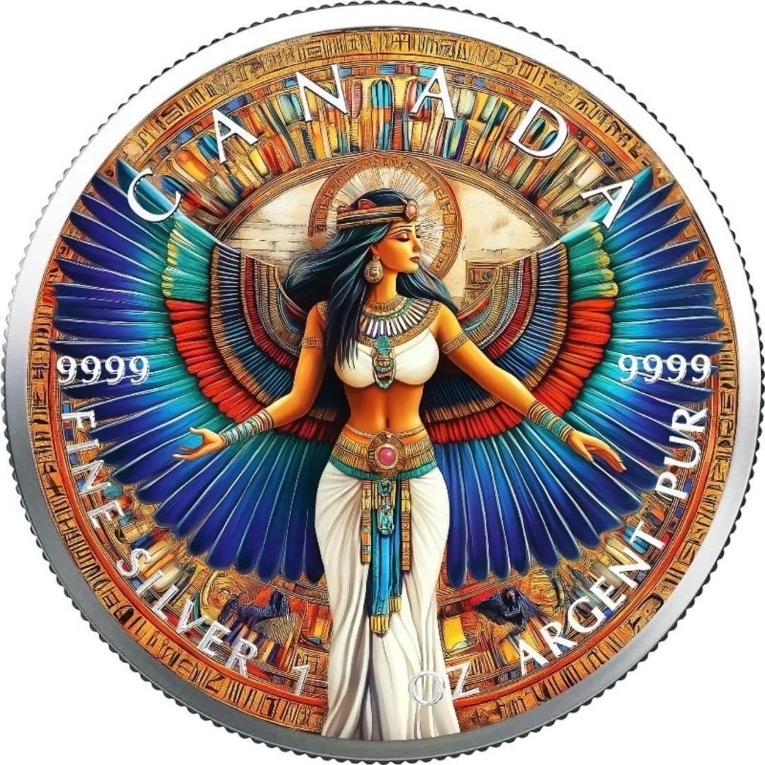 100枚限定 メイプルリーフ 銀貨 カラー 古代エジプト イシス女神 1オンス