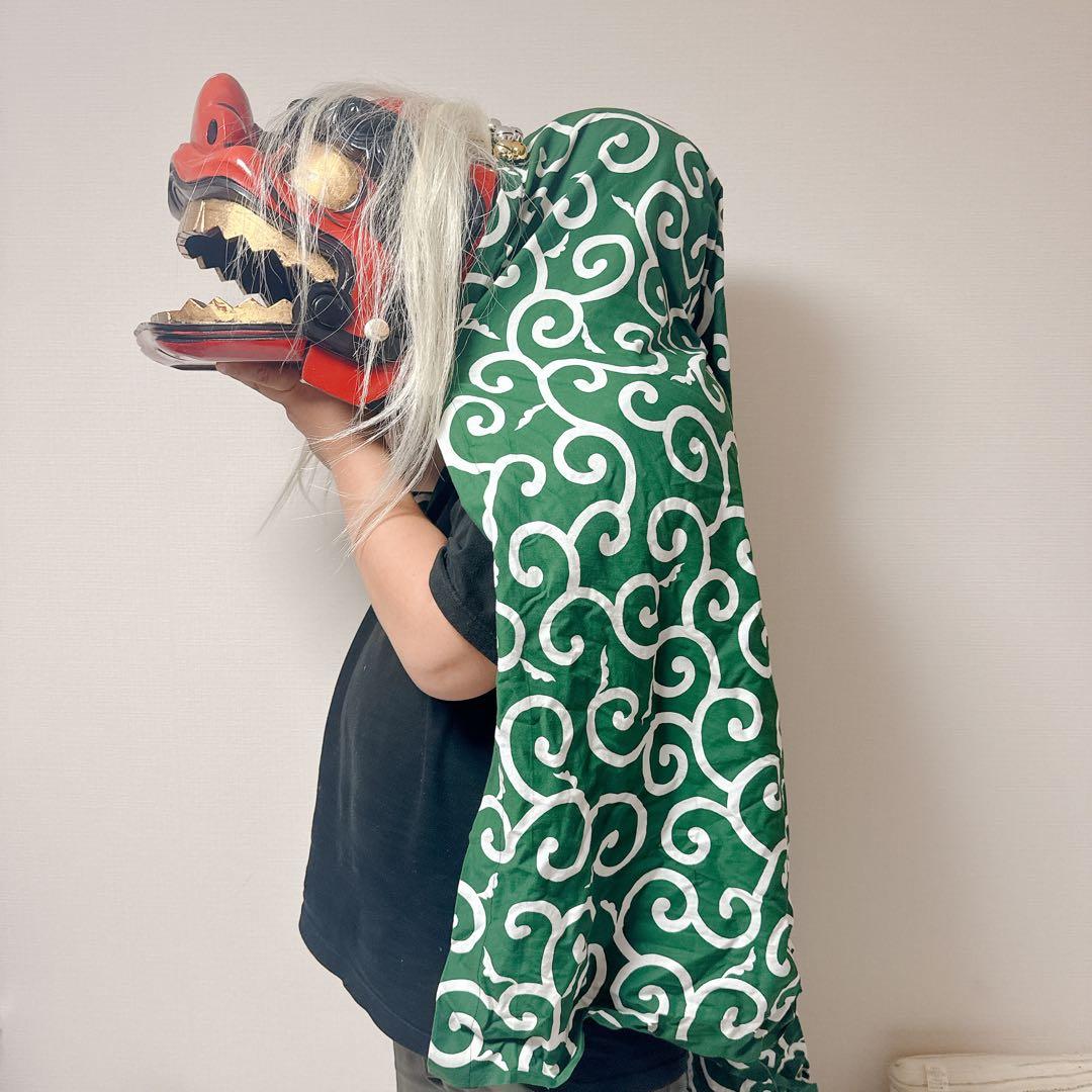 最終値下げ【約36cm】獅子舞　獅子頭　木彫　神楽 厄除け 魔除け