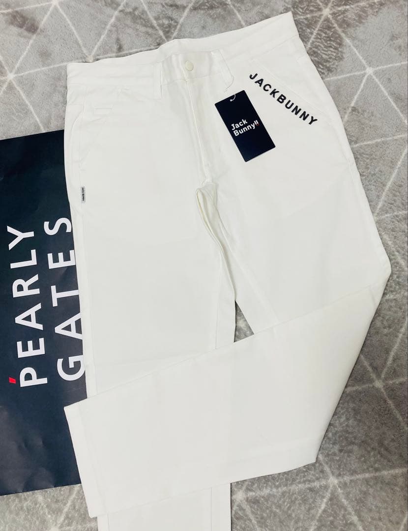 新品 パーリーゲイツ ジャックバニー 2WAYストレッチパンツ(5)サイズL/白