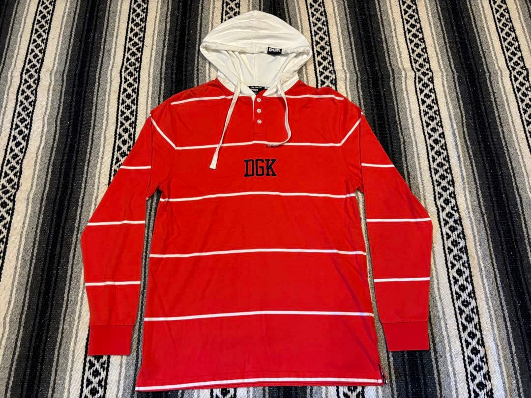 DGK L/S HOOD フード付きロンT RED Mサイズ　スケートボード
