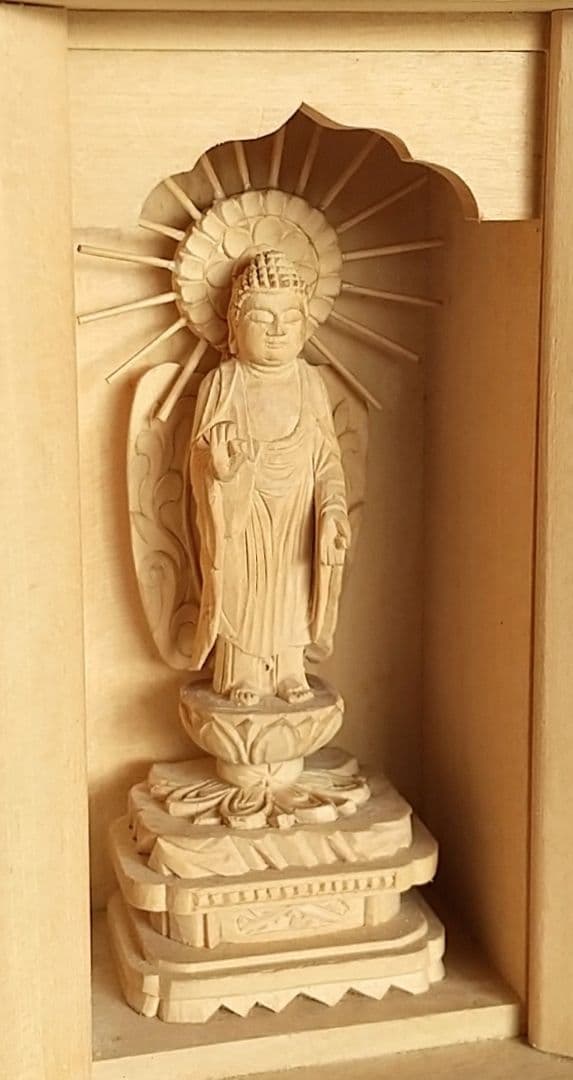 阿弥陀如来立像【極小】#401 厨子入り 木彫 仏像