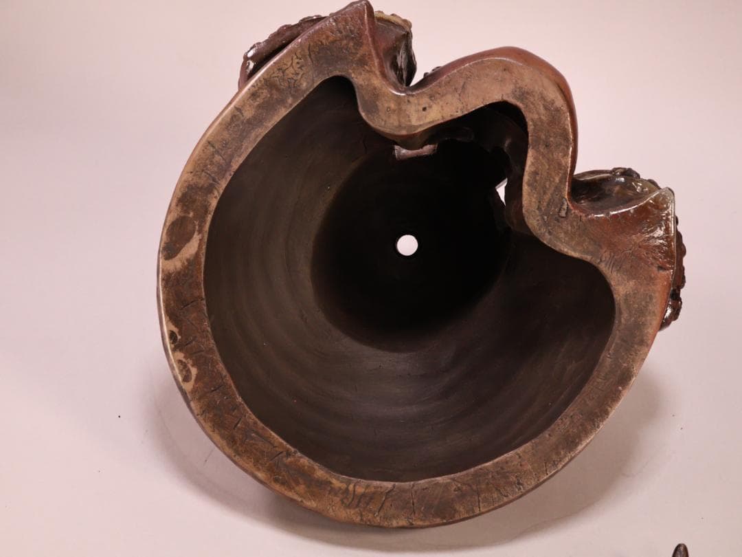 BY260　備前焼　十四代 木村長十郎 友敬作　兜置物　床飾り　高さ49㎝