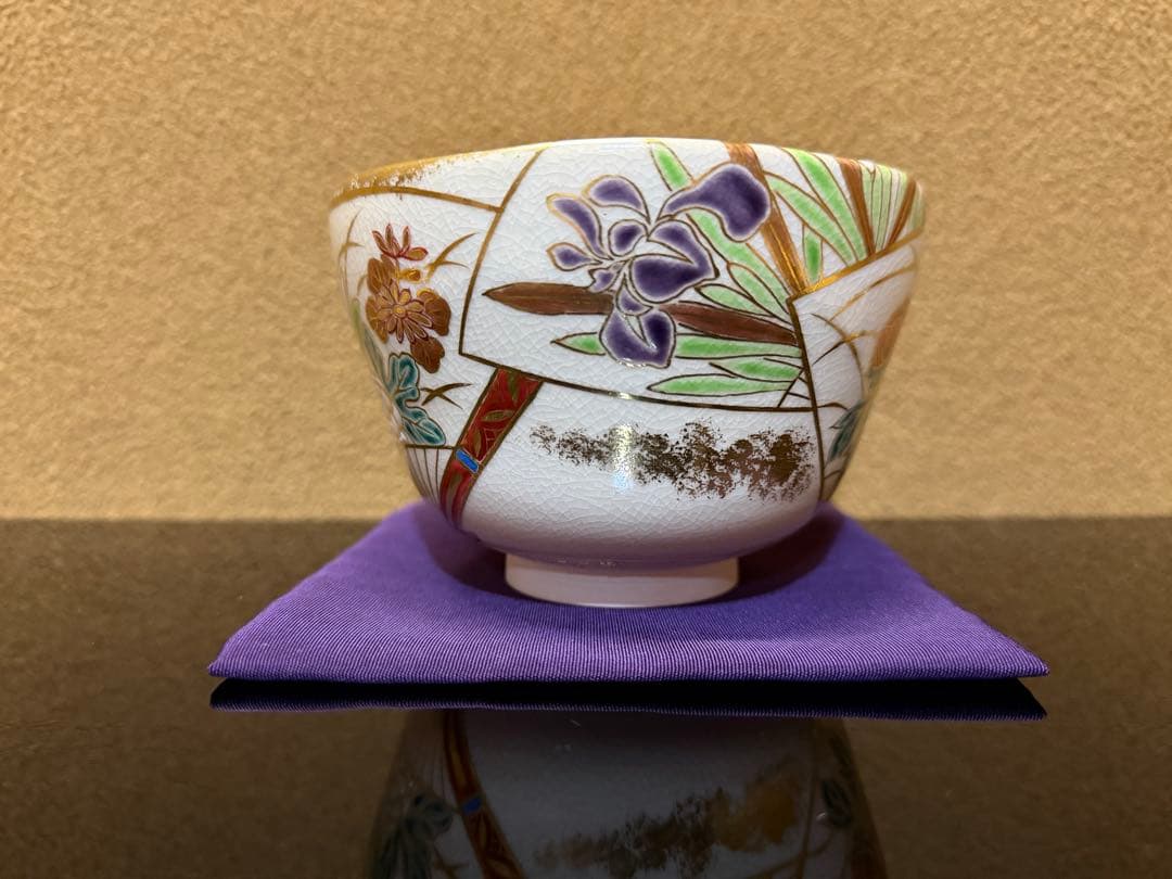 京焼　東山造　扇面茶碗　堀内宗完　書付