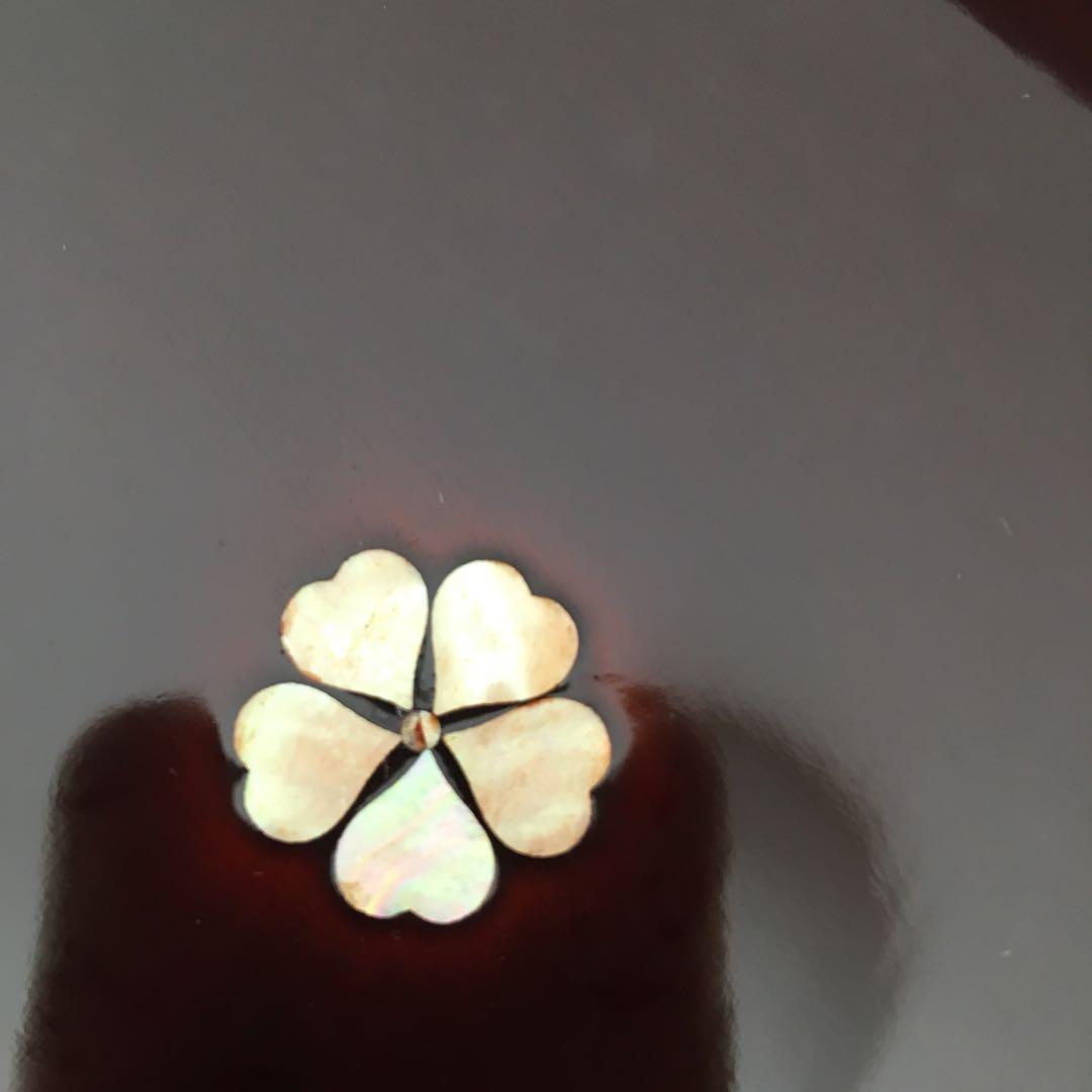 GG様リクエスト　輪島塗り　田村製/螺鈿桜文/ラウンド型手付き盆　ボルドーカラー