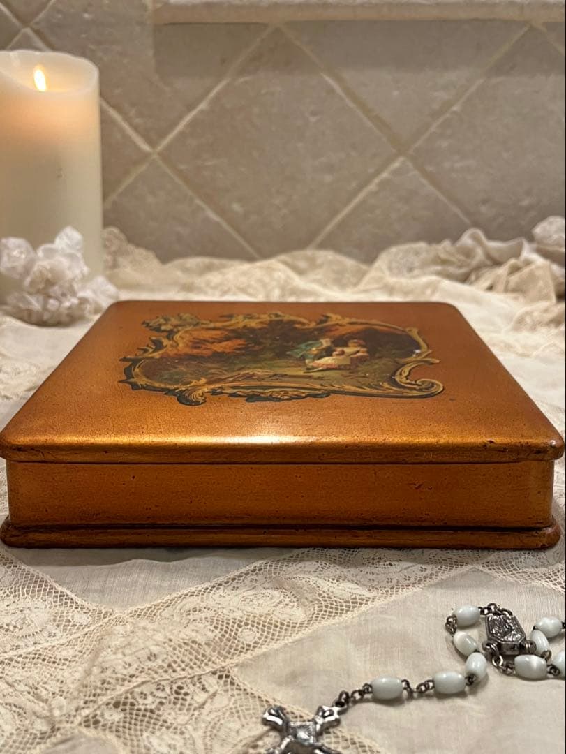 ◆フランスアンティーク｜希少ロココジュエリーボックスケースブロンズ金パリ木箱小箱