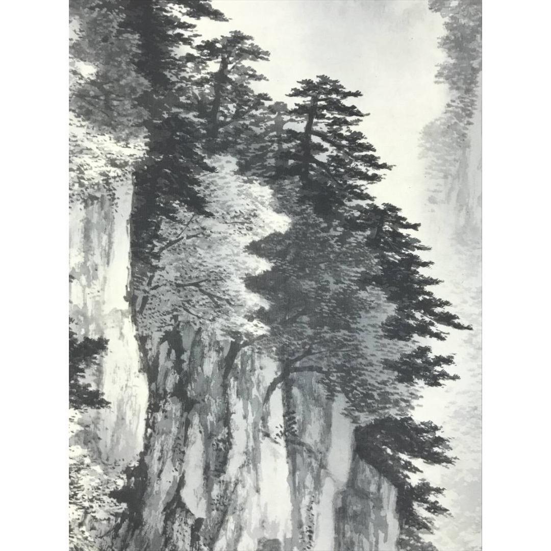 真作/石川天泉/清山峡谷/山水図/筏流し/掛軸☆宝船☆AK-800